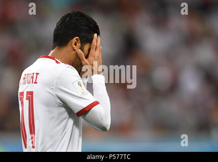 Saransk, Russia. 25th June, 2018. Soccer: FIFA World Cup 2018, Iran vs Portugal, group stages, group B, 3rd matchday: Iran's Vahid Amiri reacts. Credit: Andreas Gebert/dpa/Alamy Live News Stock Photo