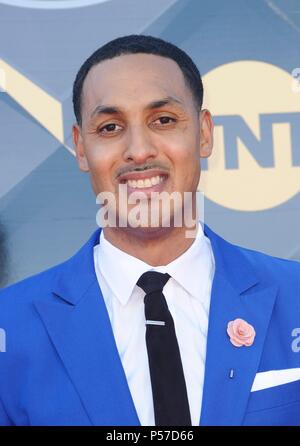 Santa Monica, CA. 25th June, 2018. Donovan Mitchell, family at arrivals for  2018 NBA Awards, Barker Hangar, Santa Monica, CA June 25, 2018. Credit:  Elizabeth Goodenough/Everett Collection/Alamy Live News Stock Photo - Alamy