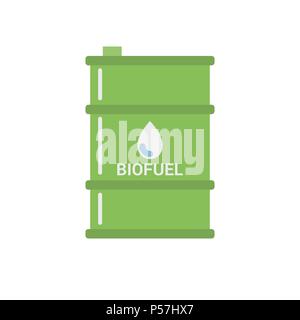 Biofuel Barrel Vector Icon - Biomass Ethanol. Alternative Environmental Friendly Fuel. Isolated on White Background. Trendy Flat Style. Stock Vector