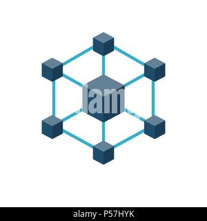 Blockchain Concept Flat Vector Icon. Isolated on White Background. Trendy Flat Style. Stock Vector