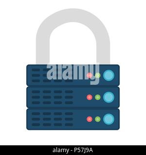 Encrypted Concept, Server Flat Vector Icon. Isolated on White Background. Stock Vector