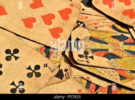 old historical playing cards Stock Photo