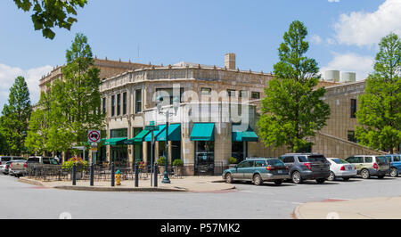 ASHEVILLE, NC, USA-24 JUNE 18: The Grove Arcade at the corner of Page Ave. and Battle Square. Stock Photo