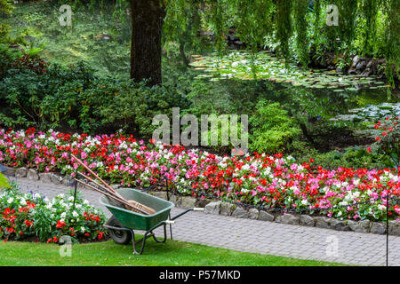 Sunken Garden scene in Butchart Gardens, Victoria, British Columbia Stock Photo