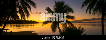 Sunset, Tiahura, Moorea, French Polynesia, South Pacific Stock Photo