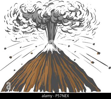 Vector sketch landscape volcanic eruption Stock Vector Image & Art - Alamy