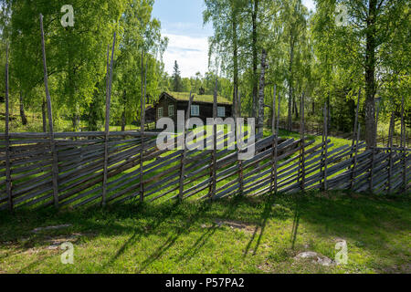 Simple fence construction made from available materials, Norway. Stock Photo