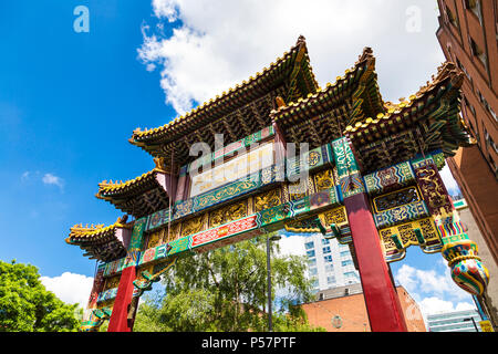 Chinatown gate, great imperial archway gifted from Beijing, Manchester, UK Stock Photo