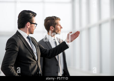 business partners discussing working prospects Stock Photo