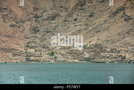 small fisherman village in Hajar Mountains of Musandam, Oman Stock Photo