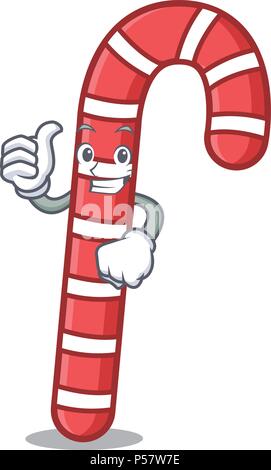 Thumbs up candy canes character cartoon Stock Vector