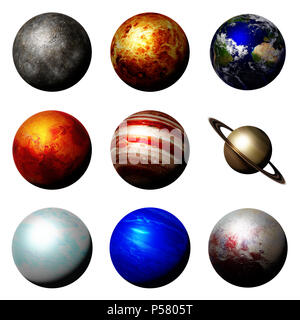 the planets of the solar system isolated on white background Stock Photo