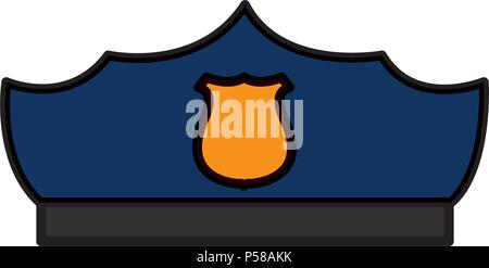 color police hat officer style with emblem vector illustration Stock Vector