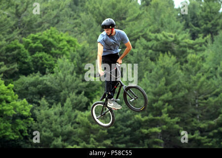 Aerial BMX stunt Stock Photo