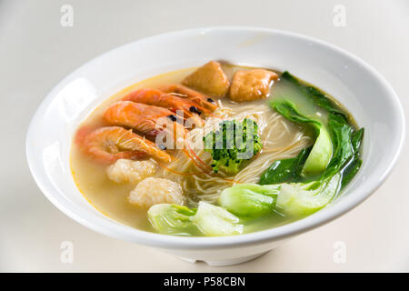 hot noodles with shrimps Stock Photo