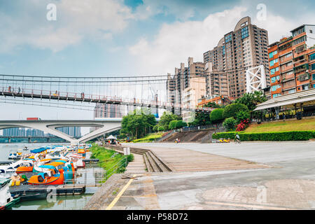 Xindian Bitan riverside town in New Taipei City, Taiwan Stock Photo