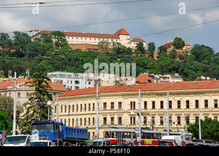 View of Spilberk Castle on hill in City of Brno, South Moravia, Czech Republic Stock Photo