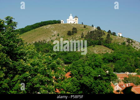 Saint Sebastian Chapel on the Holy Hill and its Way of the Cross in the town of Mikulov in South Moravia in Czech Republic Stock Photo