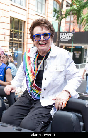 New York, United States. 24th June, 2018. Billie Jean King Grand Marshal attends 49th annual New York pride parade along 7th avenue Credit: Lev Radin/Pacific Press/Alamy Live News Stock Photo