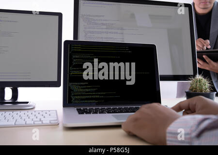 Programmer working Developing programming technologies Web Design Online Technology Stock Photo