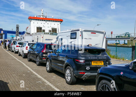 Vehicles Waiting To Load Zeebrugge Ferry Terminal Zeebrugge To