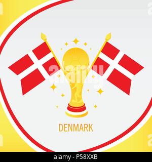 Denmark Football Champion 2018 - Flag and Golden Trophy / Cup Stock Vector