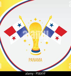 Panama Football Champion 2018 - Flag and Golden Trophy / Cup Stock Vector