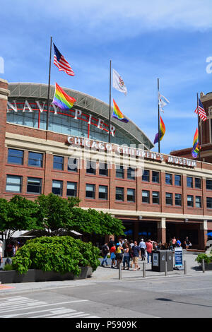 Navy Pier is Chicago's most visited tourist attraction featuring shopping, restaurants, entertainment and the departure point for several boat tours Stock Photo