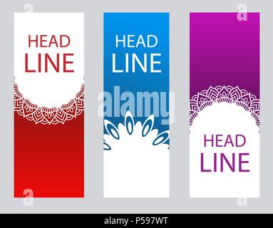 Set vertical abstract banners in Oriental style.  Stock Vector