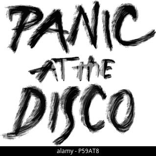 Panic at the disco, hand drawn lettering, poster print design vector element Stock Vector