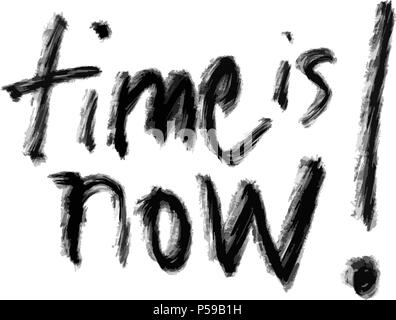 time is now lettering, hand drawn poster print design vector element