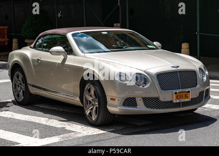 New York, USA, 25 June 2018. A 2012 Bentley Continental GTC Convertible seen in New York's Upper East Side. Photo by Enrique Shore Stock Photo