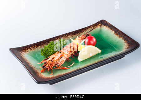 Japanese grilled prawn,kaiseki Stock Photo