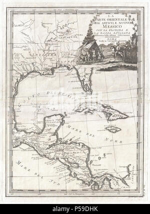 1798 Cassini Map of Florida, Louisiana, Cuba, and Central America - Geographicus - MessicoFlorida-cassini-1798. Stock Photo