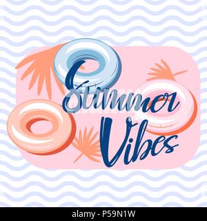 Summer vibes pool banner template design. Stock Vector