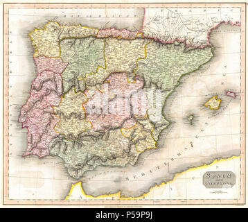 1815 Thomson Map of Spain and Portugal - Geographicus - Spain-t-15. Stock Photo