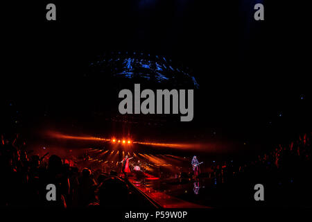 Milan, Italy. 25th June, 2018. QUEEN + Adam Lambert performs live at Mediolanum Forum in Milano, Italy, on June 25 2018 Credit: Mairo Cinquetti/Alamy Live News Stock Photo