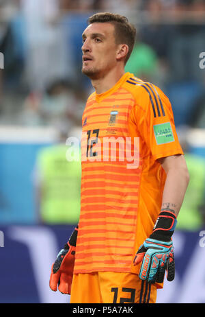 Moscow Russia. 26th June 2018. Soccer World Cup 2018 Preliminary round Group D 3rd game day Nigeria vs Argentina at the St. Petersburg Stadium Argentina s goalkeeper Franco Armani in action. Credit Ce...