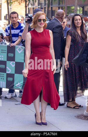 New York, USA. 26th Jun, 2018. Jessica Chastain sighted at BUILD Series on June 26, 2018. Credit: Jeremy Burke/Alamy Live News Stock Photo