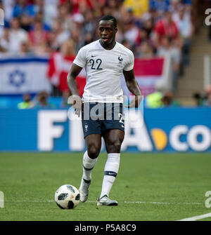 Moscow, Russland. 26th June, 2018. Benjamin Mendy (France) on the ball GES/Football/Worldchampion 2018 Russia: Denmark - 26.06.2018 GES/Soccer/Football/Worldcup 2018 Russia: Denmark vs France, Moscow, June 26, 2018 | usage worldwide Credit: dpa/Alamy Live News Stock Photo