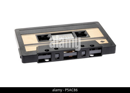 vintage cassette tape isolated white background. Front view Stock Photo