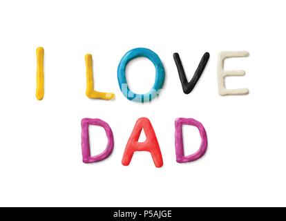Handmade modeling clay words. I love dad Stock Vector