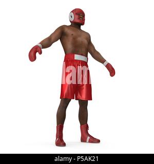 African American Male boxer on white. 3D illustration Stock Photo