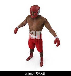 African American Male boxer on white. 3D illustration Stock Photo