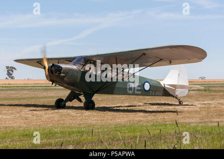 Piper J-3C-65 Cub (Piper L-4 grasshopper) single engine light aircraft in the markings of No.4 Squadron Roy Stock Photo
