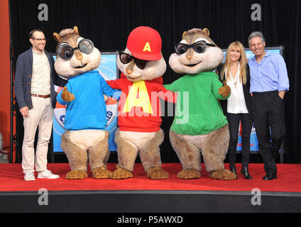 Alvin and The Chipwrecked - hand prints at the Chinese Theatre In Los Angeles. Alvin, Simon, Theodore, Jason Lee, Ross Bagdasarian, Janice BagdasarianAlvin and The Chipwrecked  06  Event in Hollywood Life - California, Red Carpet Event, USA, Film Industry, Celebrities, Photography, Bestof, Arts Culture and Entertainment, Topix Celebrities fashion, Best of, Hollywood Life, Event in Hollywood Life - California, movie celebrities, TV celebrities, Music celebrities, Topix, Bestof, Arts Culture and Entertainment, Photography,    inquiry tsuni@Gamma-USA.com , Credit Tsuni / USA, Honored with hand an Stock Photo