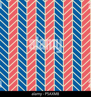Seamless vector abstract retro 60s ribs blue and red stereo pattern Stock Vector