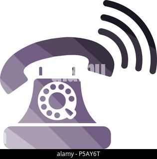 Old telephone icon. Flat color design. Vector illustration. Stock Vector