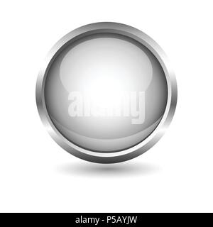 Chrome glossy button icon Stock Vector