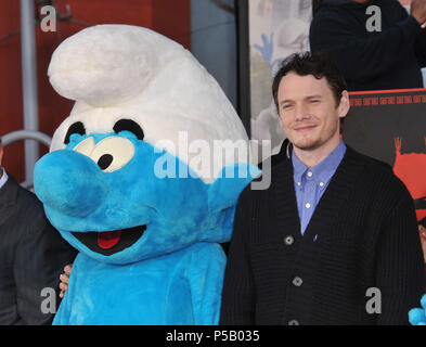 The Smurfs Honored with  Hand and Footprints at the Chinese Theatre In Los Angeles..The Smurfs, Anton YelchinThe Smurfs Handprints  13, Anton Yelchin   Event in Hollywood Life - California, Red Carpet Event, USA, Film Industry, Celebrities, Photography, Bestof, Arts Culture and Entertainment, Topix Celebrities fashion, Best of, Hollywood Life, Event in Hollywood Life - California, movie celebrities, TV celebrities, Music celebrities, Topix, Bestof, Arts Culture and Entertainment, Photography,    inquiry tsuni@Gamma-USA.com , Credit Tsuni / USA, Honored with hand and footprint in the TCL Chines Stock Photo